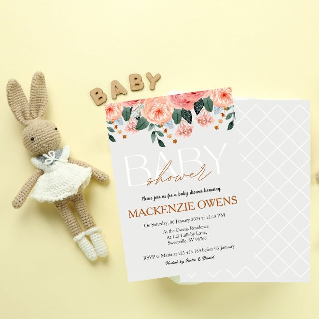 Invitación Baby Shower de Rubor florido y brillante de bonito (Subido por el creador)