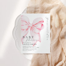 Invitación Baby Shower de Rubor Pink Bow