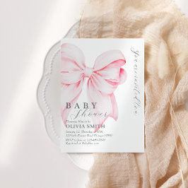 Invitación Baby Shower de Rubor Pink Bow