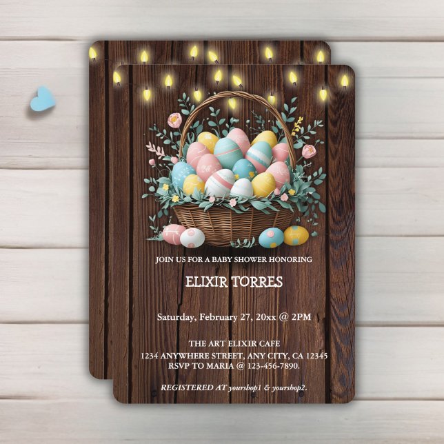 Invitación Baby Shower de Rustic Floral Easter Eggs (Subido por el creador)