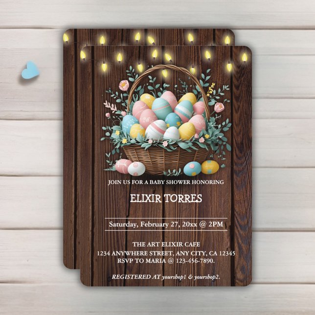 Invitación Baby Shower de Rustic Floral Easter Eggs (Subido por el creador)