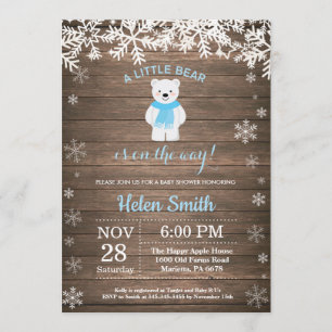 Invitación Baby Shower de Rustic Polar Bear Winter Boy