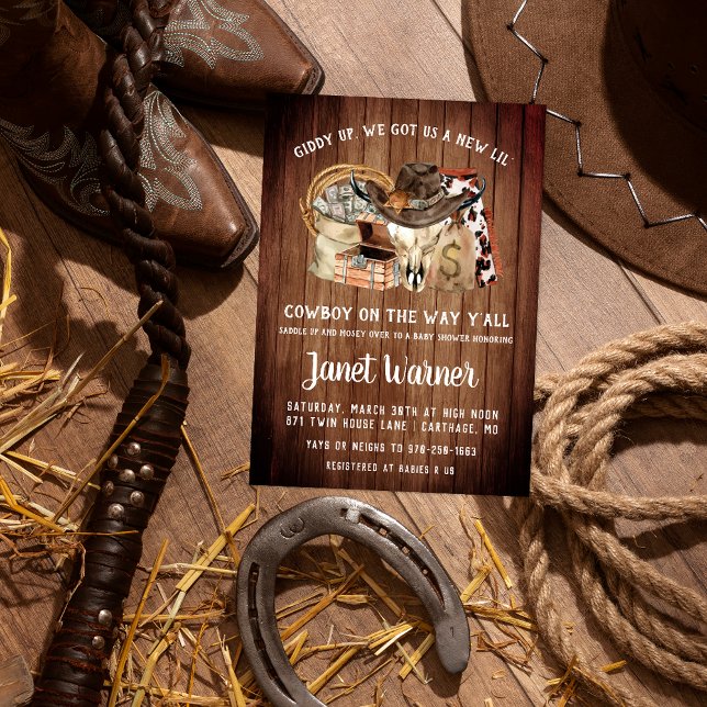 Invitación Baby Shower de Rustic Western Rodeo Cowboy (Subido por el creador)