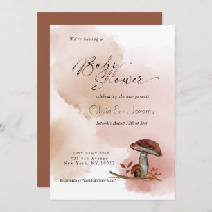 Invitación Baby Shower de rustic Woodland Mushroom