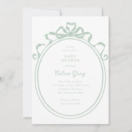 Invitación Baby Shower de sabio victoriano con cinta de opcio