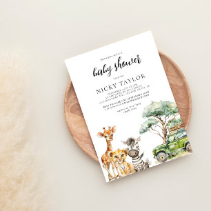 Invitación Baby Shower de Safari de Guardia Animal Cute