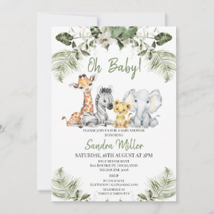 Invitación Baby Shower de Safari de la energía verde neutral 