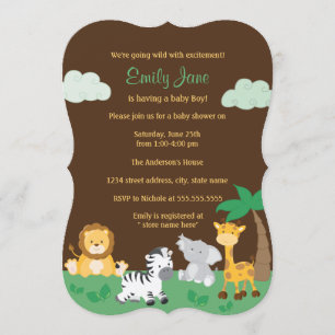Invitación Baby Shower de Safari de la Jungla para Bebés de C