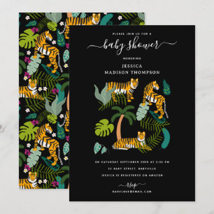 Invitación Baby Shower de Safari de la Selva Negra del Tigre 