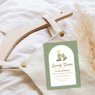 Invitación Baby Shower de Sage Green Boots florales de cosech