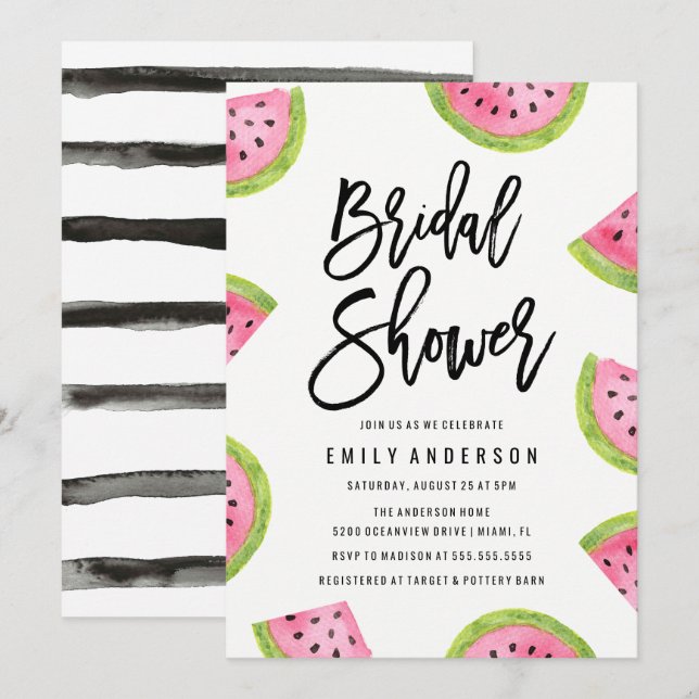 Invitación Baby Shower de Sandía Moderna (Anverso / Reverso)
