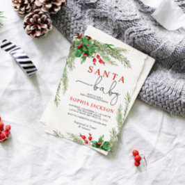 Invitación Baby Shower de Santa Baby Winter Flower