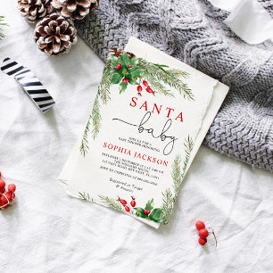 Invitación Baby Shower de Santa Baby Winter Flower