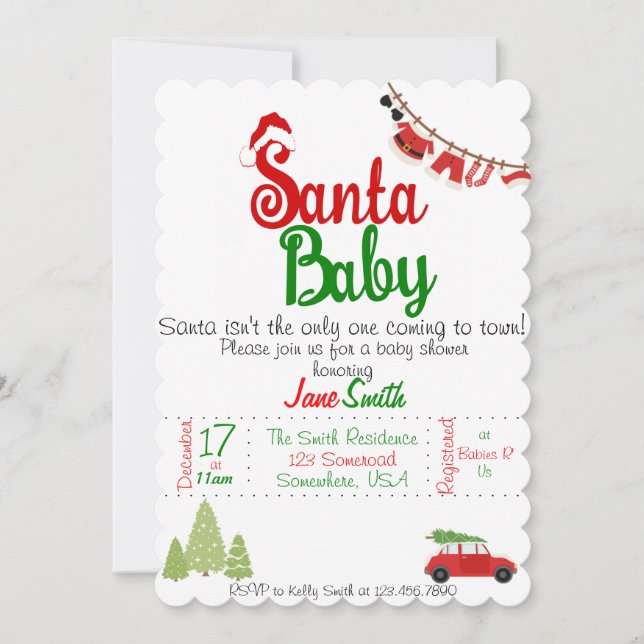 Invitación Baby Shower de Santa Bebé (Anverso)