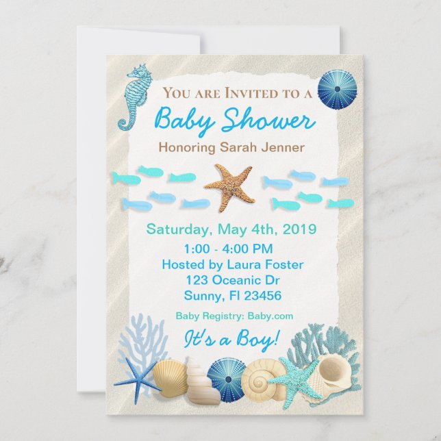 Invitación Baby Shower de Seaside Oceanic Boy (Anverso)