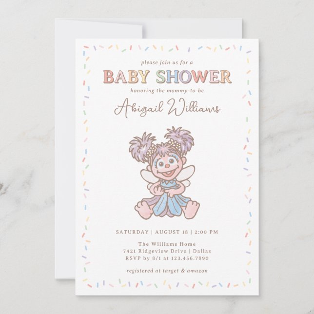 Invitación Baby Shower de Sesame Street Abby Cadabby Confetti (Anverso)