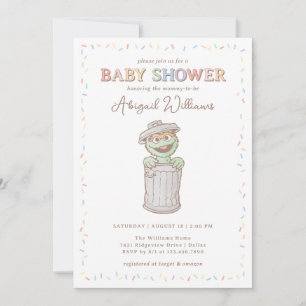Invitación Baby Shower de Sesame Street Oscar Confetti