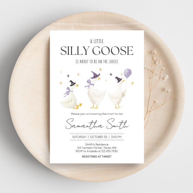 Invitación Baby Shower de Silly Goose (Halloween Little Silly Goose Baby Shower invitation)