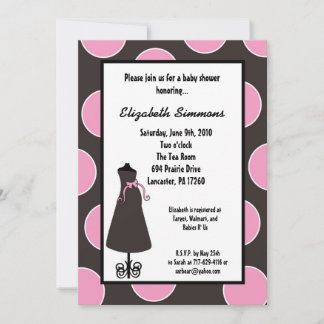 Invitación Baby Shower de silueta rosa gris 5x7