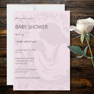 Invitación Baby Shower de silueta rosa pálido para madres e h