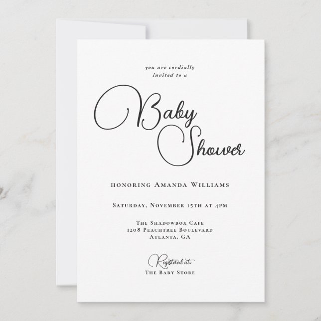 Invitación Baby Shower de simplicidad moderna (Anverso)
