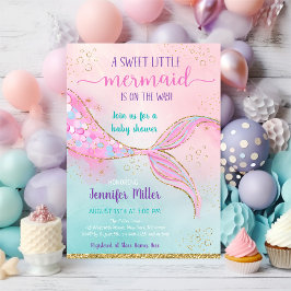 Invitación Baby Shower de sirena de oro rosa