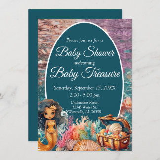 Invitación Baby Shower de sirena negra