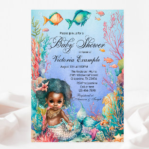 Invitación Baby Shower de sirena negra