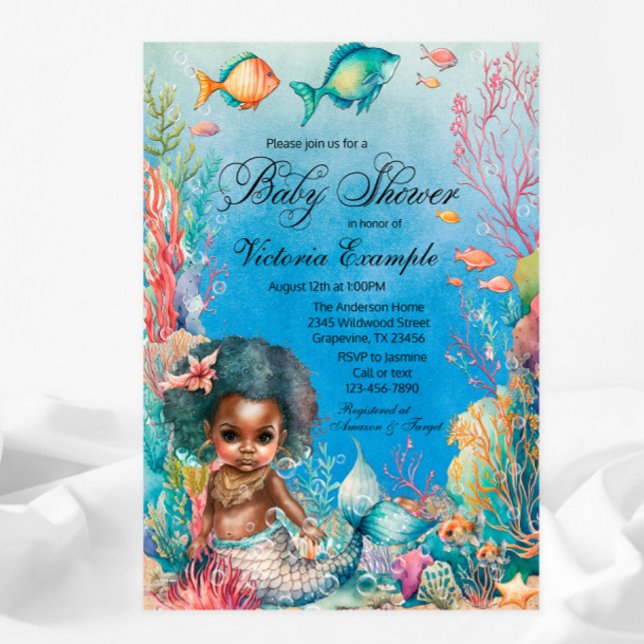Invitación Baby Shower de sirenas africanas (Subido por el creador)