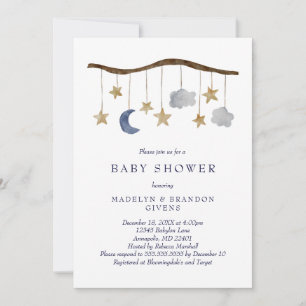 Invitación Baby Shower de Sky Moon y Stars