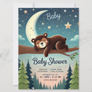 Invitación Baby Shower de Sleepy Bear Cub   Woodla
