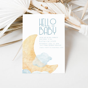 Invitación Baby Shower de Soft Moon and Clouds