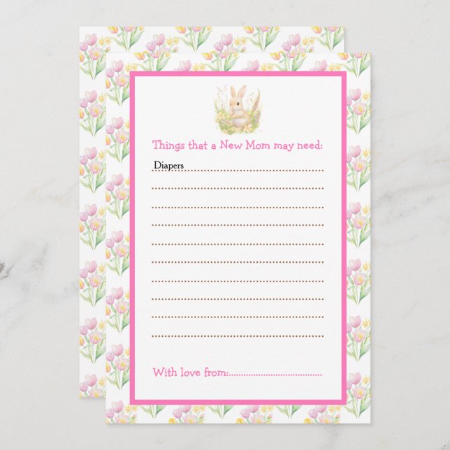 Invitación Baby Shower de Spring Rabbit (Anverso / Reverso)