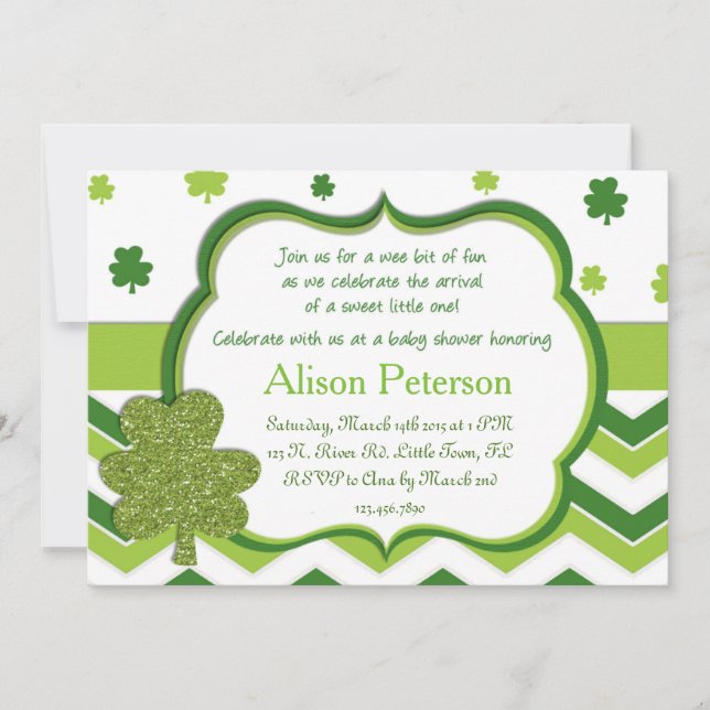 Invitación Baby Shower de St. Patrick (Anverso)