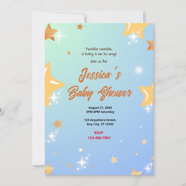Invitación Baby Shower de Star (Anverso)
