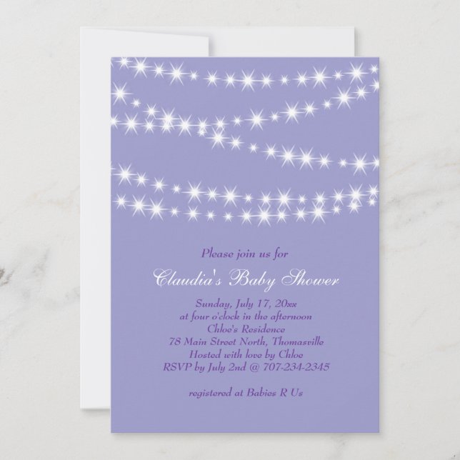 Invitación Baby Shower de Star Lights (Anverso)
