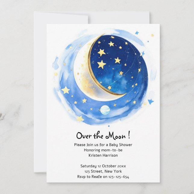 Invitación Baby Shower de Starry Night Boy (Anverso)