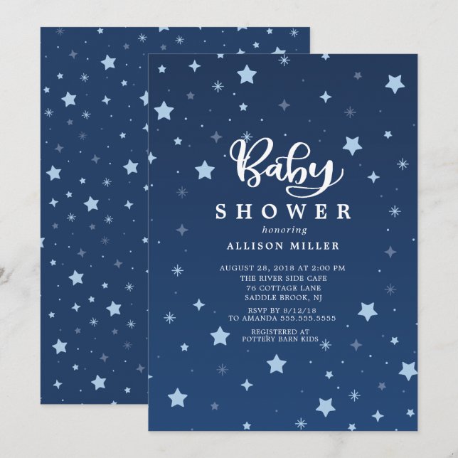 Invitación Baby Shower de Starry Night Boys (Anverso / Reverso)