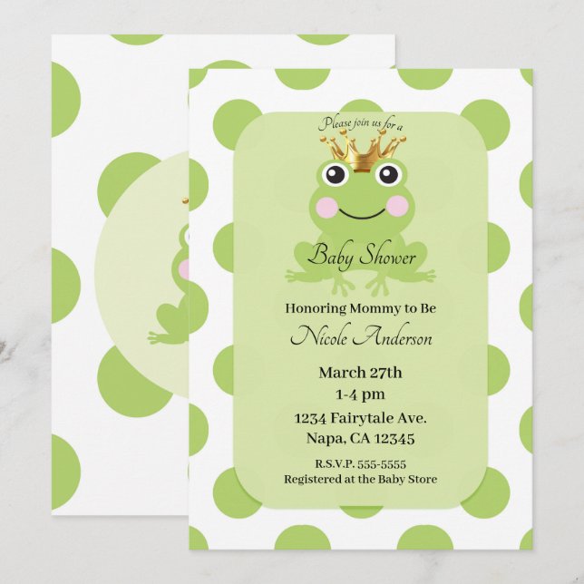 Invitación Baby Shower de Storybook Fairy Tale Frog Prince (Anverso / Reverso)
