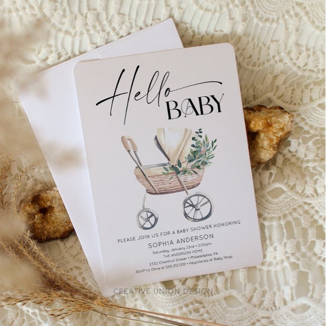 Invitación Baby Shower de Stroller Boho Baby Neutral de Géner (Subido por el creador)