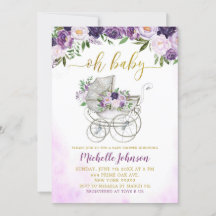 Baby Shower de Stroller de Floral Purple Spring