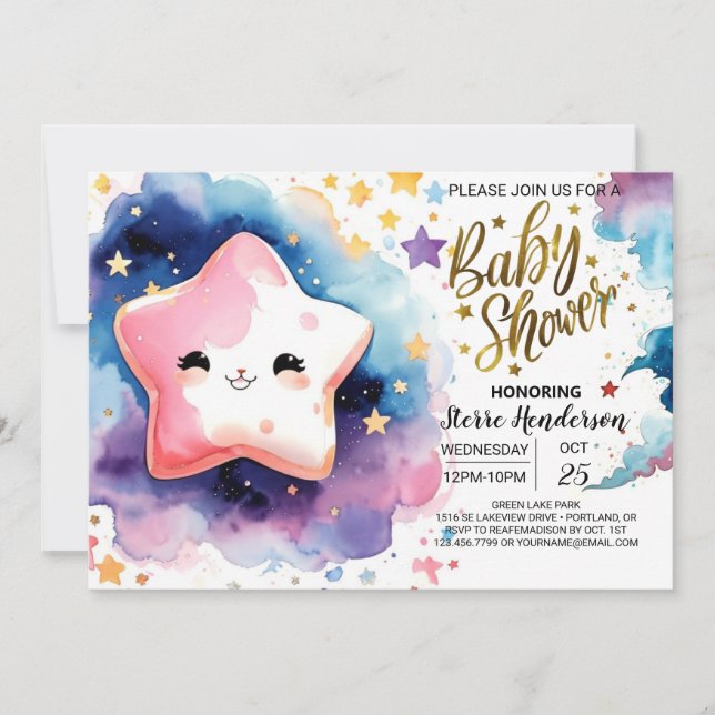 Invitación Baby Shower de sueño cósmico (Anverso)