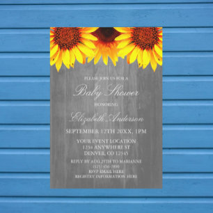 Invitación Baby Shower de Sunflower Rustic Wood