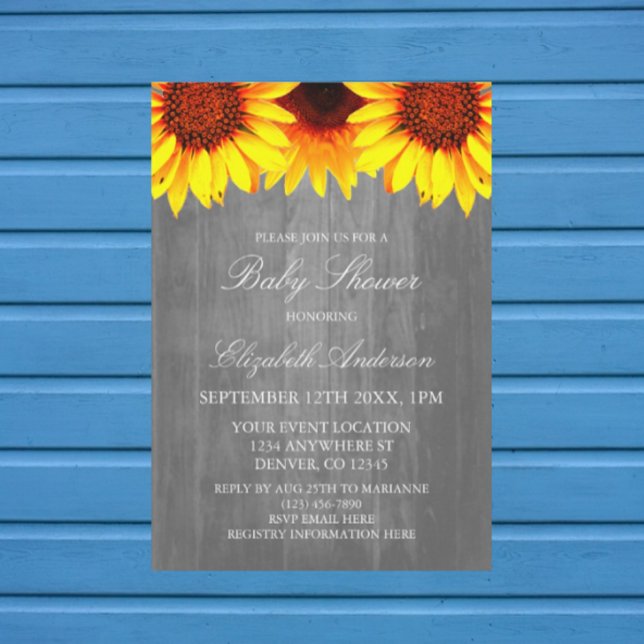 Invitación Baby Shower de Sunflower Rustic Wood (Subido por el creador)