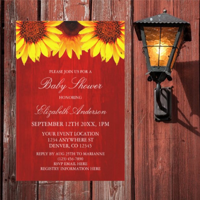 Invitación Baby Shower de Sunflower Rustic Wood (Subido por el creador)