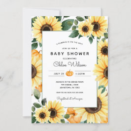Invitación Baby Shower de Sunflowers y Pumpkins