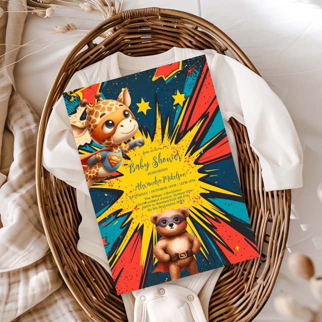 Invitación Baby Shower de Superhéroe de historietas (Subido por el creador)