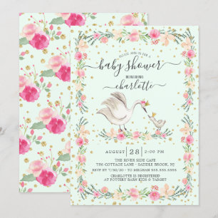 Invitación Baby Shower de Swan de bebé y mamá dulce