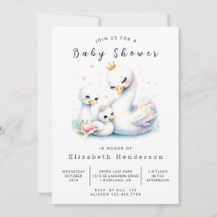 Invitación Baby Shower de Swan editable en ruso