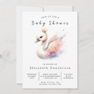 Invitación Baby Shower de Swan editable encantado